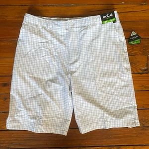 Bolle Golf White Blue Plaid Shorts Size 34 NWT